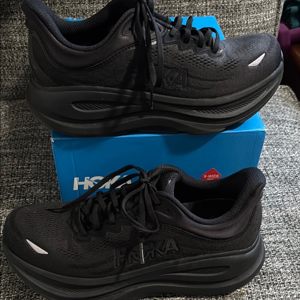 Hoka Bondi 9 Women’s Black Running Shoes Size 10 1/2 2E Extra Wide